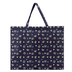 Blue Milk Hearts Zipper Large Tote Bag by snowwhitegirl