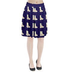 Navy Boots Pleated Skirt