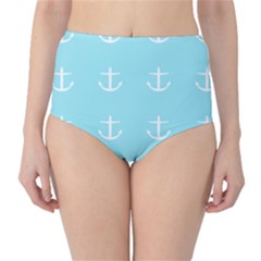 Aqua Anchor Classic High-waist Bikini Bottoms