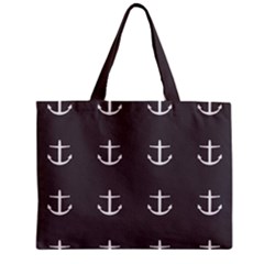 Grey Anchors Zipper Mini Tote Bag