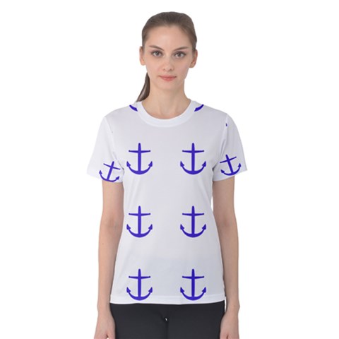 Royal Anchors On White Women s Cotton Tee by snowwhitegirl