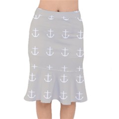 Lt Grey Anchors Mermaid Skirt by snowwhitegirl