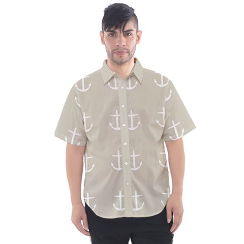 Lt Grey Anchors Men s Short Sleeve Shirt by snowwhitegirl