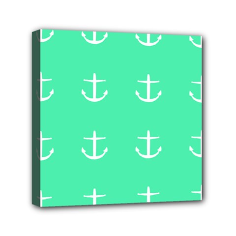 Seafoam Anchors Mini Canvas 6  X 6 