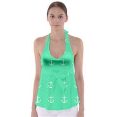 Seafoam Anchors Babydoll Tankini Top by snowwhitegirl