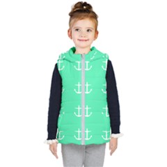 Seafoam Anchors Kid s Hooded Puffer Vest by snowwhitegirl