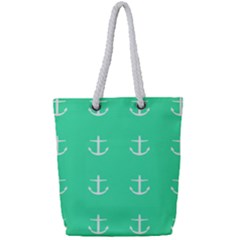 Seafoam Anchors Full Print Rope Handle Tote (small)