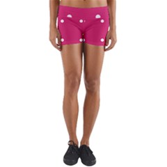 Small Pink Dot Yoga Shorts by snowwhitegirl