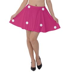 Small Pink Dot Velvet Skater Skirt by snowwhitegirl