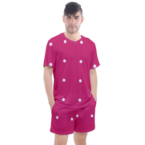 Small Pink Dot Men s Mesh Tee And Shorts Set by snowwhitegirl