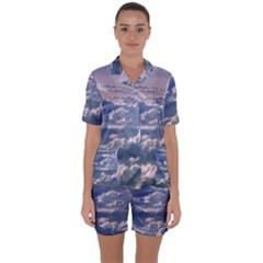 In The Clouds Satin Short Sleeve Pyjamas Set