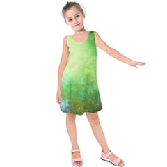 Galaxy Green Kids  Sleeveless Dress by snowwhitegirl