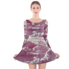 In The Clouds Pink Long Sleeve Velvet Skater Dress by snowwhitegirl