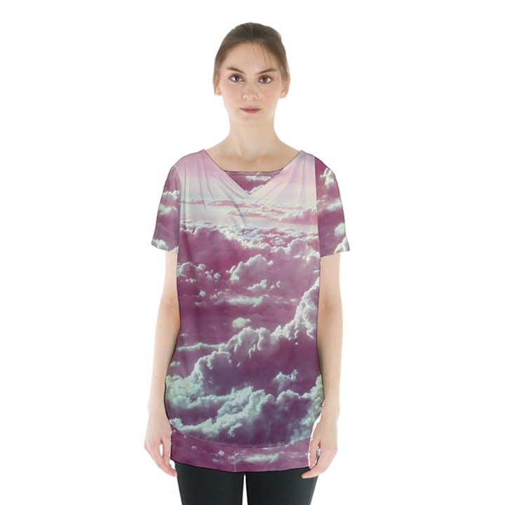 In The Clouds Pink Skirt Hem Sports Top