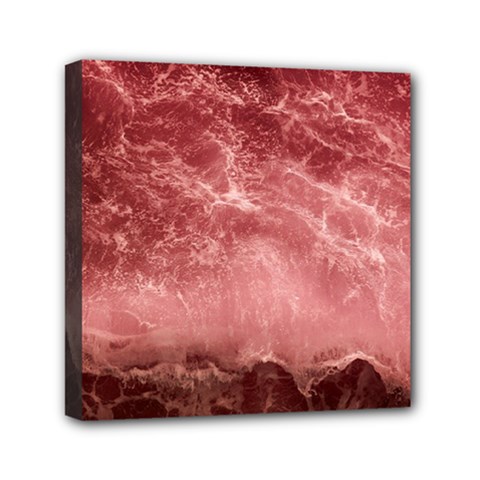 Red  Ocean Splash Mini Canvas 6  X 6 