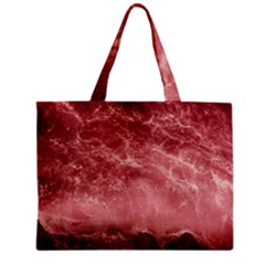 Red  Ocean Splash Zipper Mini Tote Bag