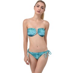 Green Ocean Splash Twist Bandeau Bikini Set by snowwhitegirl