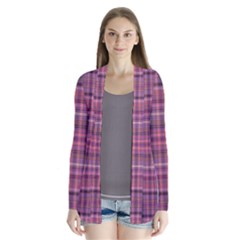 Pink Plaid Drape Collar Cardigan by snowwhitegirl