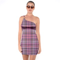 Pink Plaid One Soulder Bodycon Dress