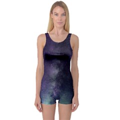 Galaxy Sky Purple One Piece Boyleg Swimsuit by snowwhitegirl