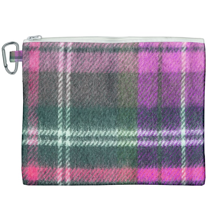 Pink Plaid Flannel Canvas Cosmetic Bag (XXXL)