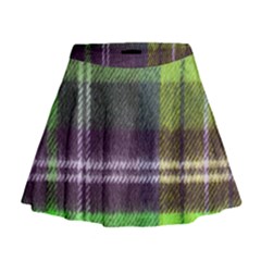 Neon Green Plaid Flannel Mini Flare Skirt by snowwhitegirl