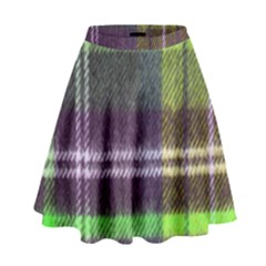 Neon Green Plaid Flannel High Waist Skirt by snowwhitegirl