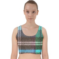 Blue Plaid Flannel Velvet Racer Back Crop Top by snowwhitegirl