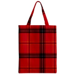 Red Plaid Zipper Classic Tote Bag