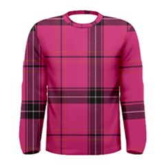 Dark Pink Plaid Men s Long Sleeve Tee