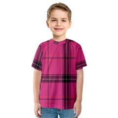 Dark Pink Plaid Kids  Sport Mesh Tee