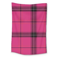 Dark Pink Plaid Large Tapestry