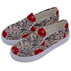 Papanese Floral Red Kids  Canvas Slip Ons by snowwhitegirl