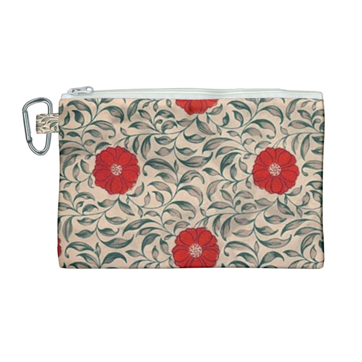 Papanese Floral Red Canvas Cosmetic Bag (Large)
