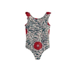 Papanese Floral Red Kids  Frill Swimsuit by snowwhitegirl