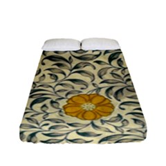 Japanese Floral Orange Fitted Sheet (full/ Double Size)