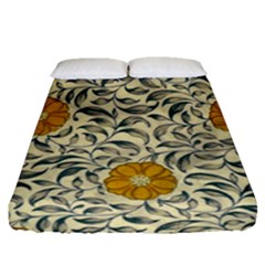 Japanese Floral Orange Fitted Sheet (queen Size)