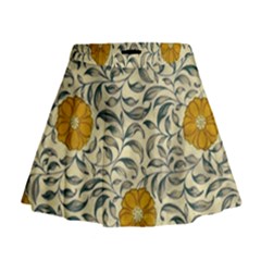 Japanese Floral Orange Mini Flare Skirt by snowwhitegirl