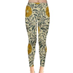 Japanese Floral Orange Inside Out Leggings by snowwhitegirl