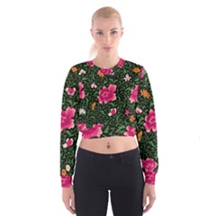 Pink Japan Floral Cropped Sweatshirt by snowwhitegirl