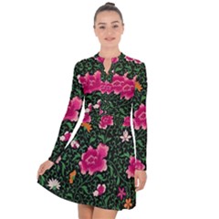 Pink Japan Floral Long Sleeve Panel Dress