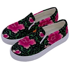 Pink Japan Floral Kids  Canvas Slip Ons by snowwhitegirl