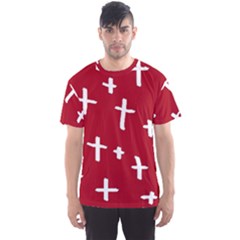 Red White Cross Men s Sports Mesh Tee