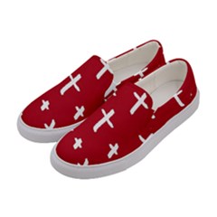 Red White Cross Women s Canvas Slip Ons by snowwhitegirl