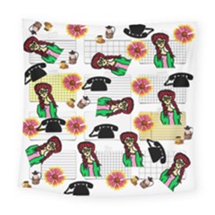 Office Girl Pattern Square Tapestry (large)