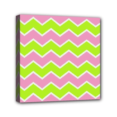 Zigzag Chevron Pattern Green Pink Mini Canvas 6  X 6 