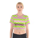 Zigzag Chevron Pattern Green Pink Cotton Crop Top View1