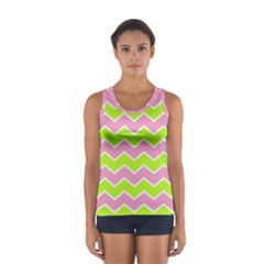 Zigzag Chevron Pattern Green Pink Sport Tank Top  by snowwhitegirl