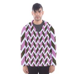 Zigzag Chevron Pattern Pink Brown Hooded Windbreaker (men)