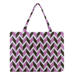 Zigzag Chevron Pattern Pink Brown Medium Tote Bag by snowwhitegirl